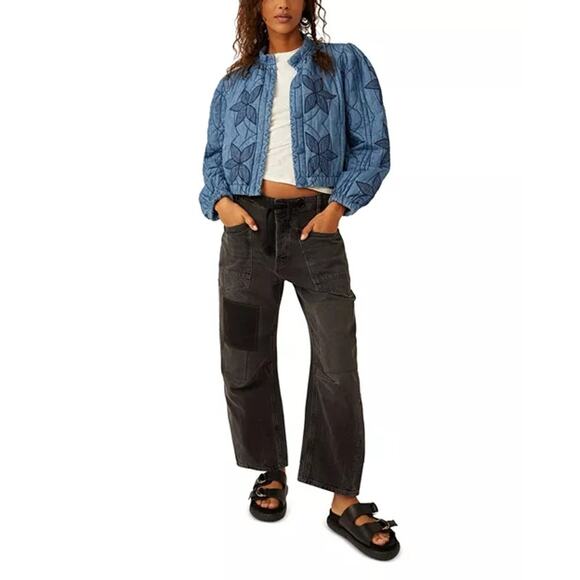 NEW Free People blue Quinn Quilted jacket size XL - Picture 2 of 9